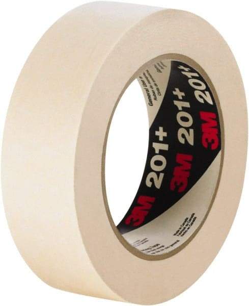 3M - 72mm Wide x 60 Yd Long Tan Paper Masking Tape - Series 201+, 4.4 mil Thick, 19 In/Lb Tensile Strength - Caliber Tooling