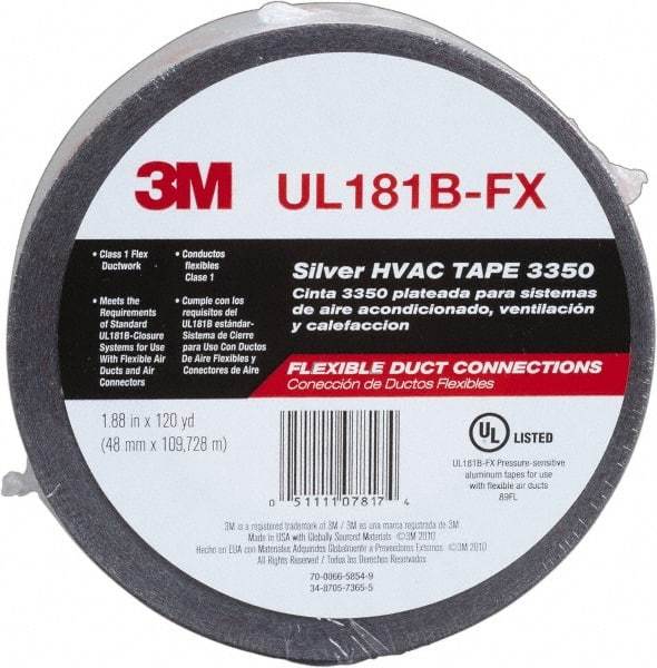 3M - 48mm x 120 Yds Silver Foil Tape - 3.1 mil, Acrylic Adhesive, Series 3350 - Caliber Tooling