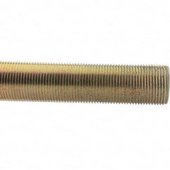 Value Collection - 1-1/4-12 UNF (Fine), 3' Long, Low Carbon Steel Threaded Rod - Yellow Zinc-Plated Finish - Caliber Tooling