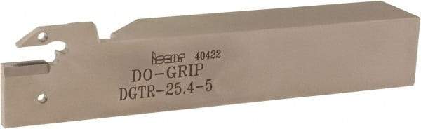 Iscar - External Thread, 0.189" Min Groove Width, 6" OAL, Right Hand Indexable Grooving Cutoff Toolholder - 0.157 Seat Size, 1" Shank Height x 1" Shank Width, DG../GRIP Insert Style, DGT Toolholder Style, Series Do-Grip - Caliber Tooling