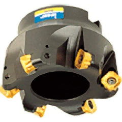 Iscar - 4" Cut Diam, 1-1/2" Arbor Hole, 0.343" Max Depth of Cut, 45° Indexable Chamfer & Angle Face Mill - 8 Inserts, O45MT\xB6R90MT\xB6S45MT\xB6S90MT Insert, Right Hand Cut, 8 Flutes, Series FCM - Caliber Tooling