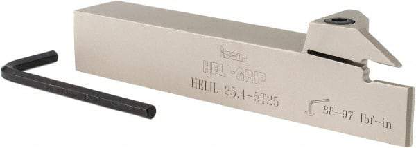 Iscar - External Thread, 0.197" Min Groove Width, 6" OAL, Left Hand Indexable Grooving Cutoff Toolholder - 0.165 Seat Size, 1" Shank Height x 1" Shank Width, DG../GRIP/HGN 300. Insert Style, HELI Toolholder Style, Series Heli-Grip - Caliber Tooling