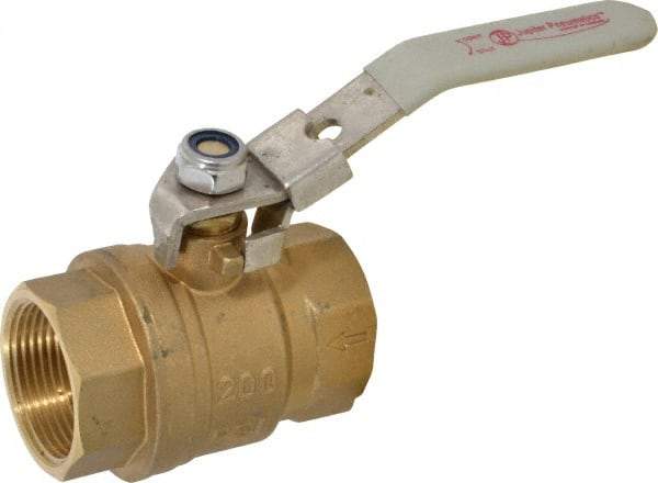 Value Collection - 1-1/4" Pipe, Full Port, Brass Full Port Ball Valve - Inline - One Way Flow, FNPTF x FNPTF Ends, Locking Lever Handle, 200 WOG, 150 WSP - Caliber Tooling