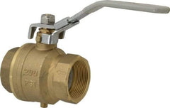 Value Collection - 1-1/2" Pipe, Full Port, Brass Full Port Ball Valve - Inline - One Way Flow, FNPT x FNPT Ends, Locking Lever Handle, 200 WOG, 150 WSP - Caliber Tooling