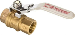 Value Collection - 1/2" Pipe, Full Port, Brass Full Port Ball Valve - Inline - One Way Flow, FNPT x FNPT Ends, Locking Lever Handle, 300 WOG, 150 WSP - Caliber Tooling