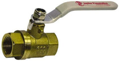 Value Collection - 1-1/2" Pipe, Full Port, Brass Full Port Ball Valve - Inline - Two Way Flow, FNPT x FNPT Ends, Lever Handle, 600 WOG, 150 WSP - Caliber Tooling