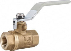 Value Collection - 1/4" Pipe, Full Port, Brass Full Port Ball Valve - Inline - Two Way Flow, FNPT x FNPT Ends, Lever Handle, 600 WOG, 150 WSP - Caliber Tooling