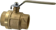 Value Collection - 2-1/2" Pipe, Full Port, Brass Full Port Ball Valve - Inline - Two Way Flow, FNPT x FNPT Ends, Lever Handle, 450 WOG, 150 WSP - Caliber Tooling