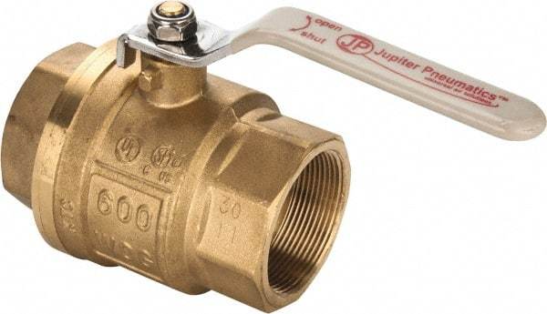 Value Collection - 2" Pipe, Full Port, Brass UL Listed Ball Valve - Inline - Two Way Flow, FNPT x FNPT Ends, Lever Handle, 600 WOG, 150 WSP - Caliber Tooling