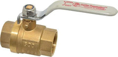 Value Collection - 1" Pipe, Full Port, Brass Full Port Ball Valve - Inline - Two Way Flow, MNPT x FNPT Ends, Lever Handle, 600 WOG, 150 WSP - Caliber Tooling