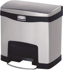 Rubbermaid - 4 Gal Rectangle Unlabeled Trash Can - 15.73" High x 15-1/2" Long, Chrome, Black, Metal - Caliber Tooling