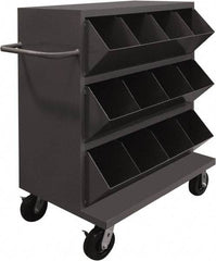 Durham - 2,400 Lb Capacity, 24" Wide x 36" Long x 49-1/4" High Storage Bin Cart - 12 Slot, Steel, 2 Rigid/2 Swivel Casters - Caliber Tooling