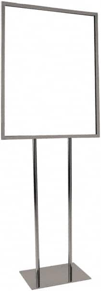 ECONOCO - 22 Inch Wide x 28 Inch High Sign Compatibility, Steel Square Frame Bulletin Sign Holder - Chrome, 60 Inch Holder Height, Holds 1 Sign - Caliber Tooling