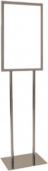 ECONOCO - 14 Inch Wide x 22 Inch High Sign Compatibility, Steel Square Frame Bulletin Sign Holder - Chrome, 53 Inch Holder Height, Holds 1 Sign - Caliber Tooling