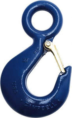 Campbell - 1,500 Lb Capacity, Chain Grade 100, Alloy Steel Eye Hook - 4.06" Reach, 27/32" Eye ID, 5.19" OAL, Painted Blue - Caliber Tooling