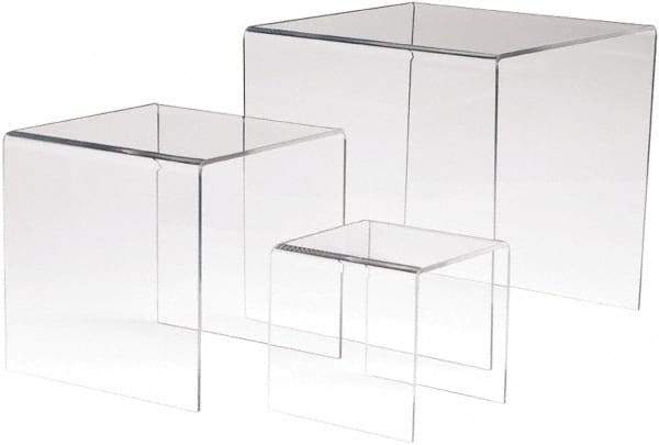 ECONOCO - 4, 6 & 8" High x 4, 6 & 8" Wide x 4, 6 & 8" Deep, Display Riser Plastic Shelving - Clear - Caliber Tooling