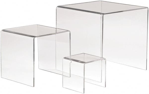 ECONOCO - 3, 5 & 7" High x 3, 5 & 7" Wide x 3, 5 & 7" Deep, Display Riser Plastic Shelving - Clear - Caliber Tooling