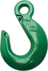 Campbell - 22,600 Lb Capacity, Chain Grade 100, Alloy Steel Eye Hook - 7.72" Reach, 1-5/16" Eye ID, 10-3/4" OAL, Painted Green - Caliber Tooling