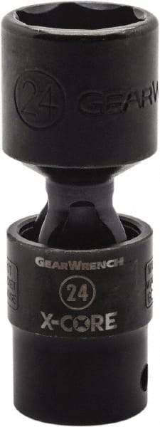 GearWrench - 1/2" Drive 16mm Standard Universal Impact Socket - 6 Points, 3-5/91" OAL - Caliber Tooling