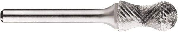 SGS Pro - 1/2" Cut Diam, 1/4" Shank Diam, Cylinder with Radius Head Single Cut Burr - Carbide, Radius End, 1" LOC, 1" OAL - Caliber Tooling