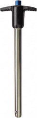 Monroe Engineering Products - 3/4" Diam, 4" Usable Length, T Handle, Push Button Quick Release Pin - 6-5/8" OAL, Grade 17-4 Stainless Steel - Caliber Tooling