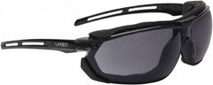 Uvex - Size Universal, Gray Anti-Fog Lens, Hybrid Safety Glasses/Goggles - Indirect Vent, Black Polycarbonate Frame - Caliber Tooling