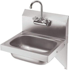 Krowne - 10" Long x 14" Wide Inside, 1 Compartment, Grade 304 Stainless Steel Hand Sink with Side Support - 20 Gauge, 20" Long x 16" Wide x 15" High Outside, 6" Deep - Caliber Tooling