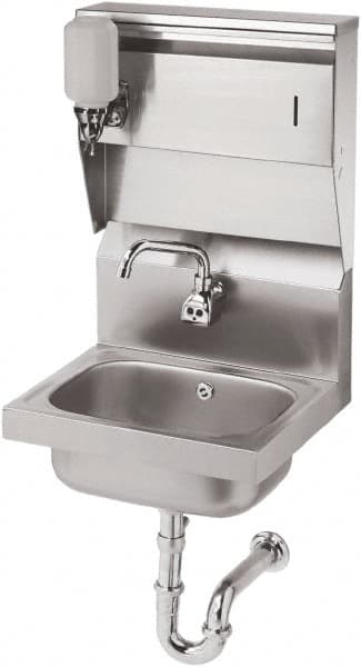 Krowne - 10" Long x 14" Wide Inside, 1 Compartment, Grade 304 Stainless Steel Hand Sink with Electronic Faucet - 20 Gauge, 15" Long x 16" Wide x 24" High Outside, 6" Deep - Caliber Tooling