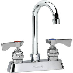 Krowne - Deck Mount, High Arc Deck Mount Faucet - Two Handle, Color Coded, Blade Handle, Gooseneck Spout and Nozzle, No Drain - Caliber Tooling