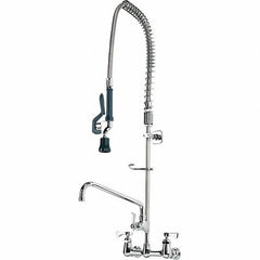 Krowne - Wall Mount, Add On Faucet for Pre-Rinse Units with Spray - Two Handle, Color Coded, Blade Handle, Gooseneck Spout with Hose, No Drain - Caliber Tooling