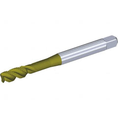 Kennametal - M12x1.50 Metric Fine 3 Flute 6H Modified Bottoming Spiral Flute Tap - Vanadium High Speed Steel, TiCN/TiN Finish, 100mm OAL, Right Hand Flute, Right Hand Thread - Exact Industrial Supply