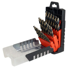 ‎1/16-1/2 RHS / RHC HSS 135 Degree Split Point Heavy Duty Jobber Length Drill Set - Black & Gold - Exact Industrial Supply