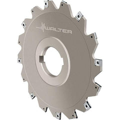 Walter - Arbor Hole Connection, 0.1575" Cutting Width, 0.9449" Depth of Cut, 100mm Cutter Diam, 1.2598" Hole Diam, 5 Tooth Indexable Slotting Cutter - F4053.B Toolholder, LN.X 070204 Insert, Right Hand Cutting Direction - Caliber Tooling