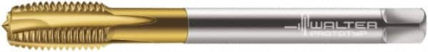 Walter-Prototyp - M12x1.75 Metric, 3 Flute, TiN Finish, Powdered Metal Spiral Point Tap - Plug Chamfer, Right Hand Thread, 110mm OAL, 23mm Thread Length, 9mm Shank Diam, 6H Class of Fit, Series 7026365 - Exact Industrial Supply