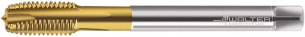 Walter-Prototyp - M12x1.25 Metric Fine, 4 Flute, TiN Finish, Powdered Metal Spiral Point Tap - Plug Chamfer, Right Hand Thread, 100mm OAL, 21mm Thread Length, 9mm Shank Diam, 6H Class of Fit, Series 7126365 - Exact Industrial Supply