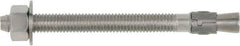 Powers Fasteners - 7/8" Diam, 7/8" Drill, 8" OAL, 2-3/4" Min Embedment Wedge Expansion Concrete Anchor - 304 Stainless Steel, Hex Head, Hex Drive, 4-3/4" Thread Length - Caliber Tooling