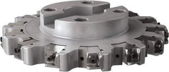 Seco - Shell Mount Connection, 0.6299" Cutting Width, 2.3228" Depth of Cut, 250mm Cutter Diam, 2.3622" Hole Diam, 14 Tooth Indexable Slotting Cutter - R335.25 Toolholder, LNHQ 1707, XNHQ 1707 Insert, Left Hand Cutting Direction - Caliber Tooling