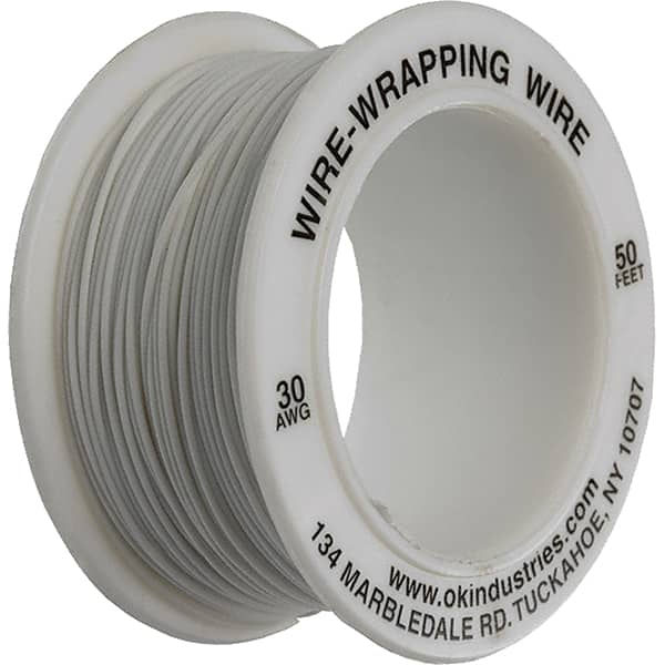 OK Industries - 30 AWG, 1 Strand, 15.2 m OAL, Copper Hook Up Wire - White Kynar Jacket - Caliber Tooling