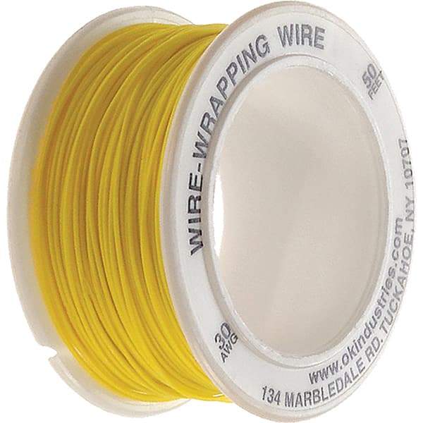 OK Industries - 30 AWG, 1 Strand, 15.2 m OAL, Copper Hook Up Wire - Yellow Kynar Jacket - Caliber Tooling