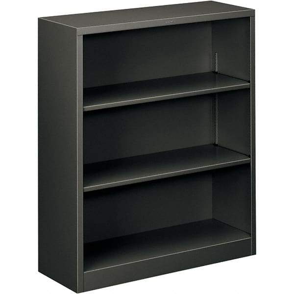 Hon - 3 Shelf, 41" High x 34-1/2" Wide Bookcase - 12-5/8" Deep, Steel, Charcoal - Caliber Tooling