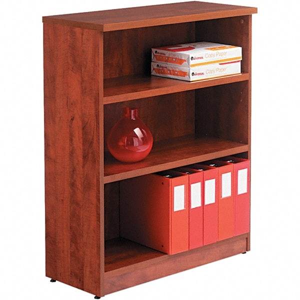 ALERA - 3 Shelf, 39.38" High x 31-3/4" Wide Bookcase - 14" Deep, Woodgrain Laminate, Medium Cherry - Caliber Tooling