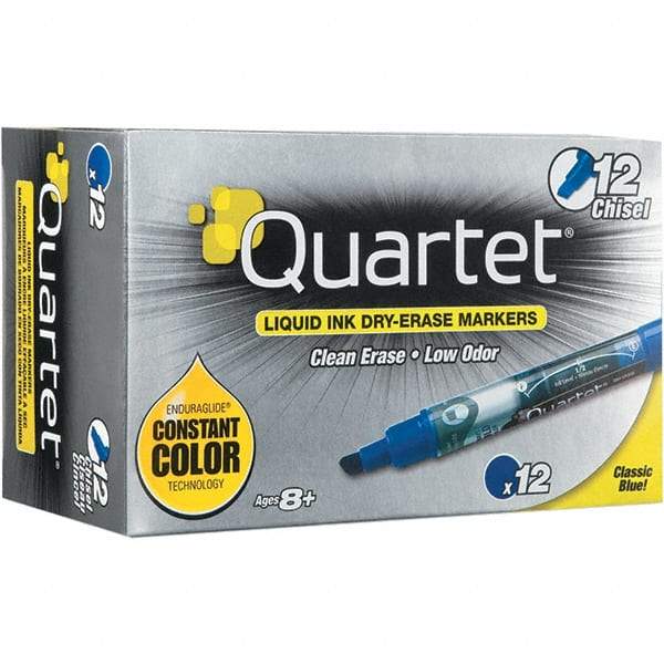 Quartet - Blue, Chisel Tip, Dozen EnduraGlide Dry Erase Markers - For Use with Dry Erase Marker Boards - Caliber Tooling