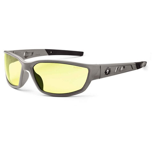 Kvasir Yellow Lens Matte Gray Safety Glasses - Caliber Tooling