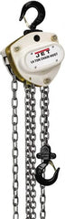 Jet - 1,100 Lb Lifting Capacity, 10' Lift Height, Hand Hoist - Made from Chain, 25' Overhaul to Lift 1' - Caliber Tooling