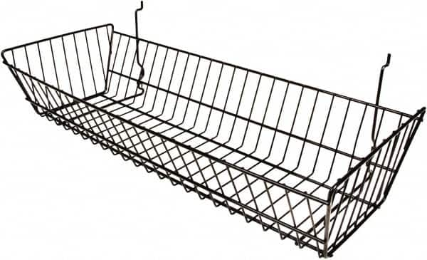 ECONOCO - 10" Deep, Rectangular Steel Peg Board/Slatwall Basket - 24" Wide x 5" High - Caliber Tooling