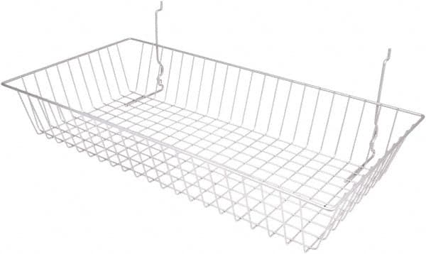 ECONOCO - 12" Deep, Rectangular Steel Peg Board/Slatwall Basket - 24" Wide x 4" High - Caliber Tooling