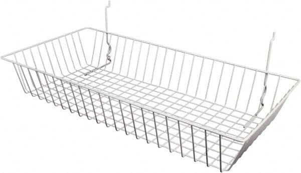 ECONOCO - 12" Deep, Rectangular Steel Peg Board/Slatwall Basket - 24" Wide x 4" High - Caliber Tooling