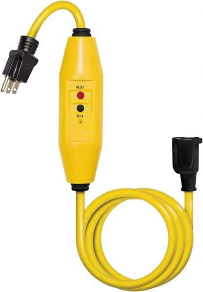 Tower - 1 Outlet, 125 Volt, 15 Amp Rating, 4 to 6 mA Max Surge, Plug In, Automatic, Commercial, Industrial GFCI - 6 Ft. Long Cord, 5-15P and R NEMA Configuration, Polycarbonate Housing - Caliber Tooling