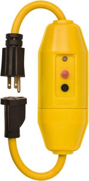 Tower - 1 Outlet, 125 Volt, 15 Amp Rating, 4 to 6mA Max Surge, Plug In, Manual, Commercial, Industrial GFCI - 1-1/2 Ft. Long Cord, 5-15P and R NEMA Configuration, Polycarbonate Housing - Caliber Tooling