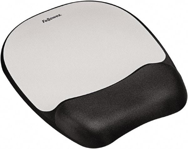 FELLOWES - 7-15/16" x 9-1/4" Black & Silver Mouse Pad/Wrist Rest - Use with Computer, Laptop - Caliber Tooling